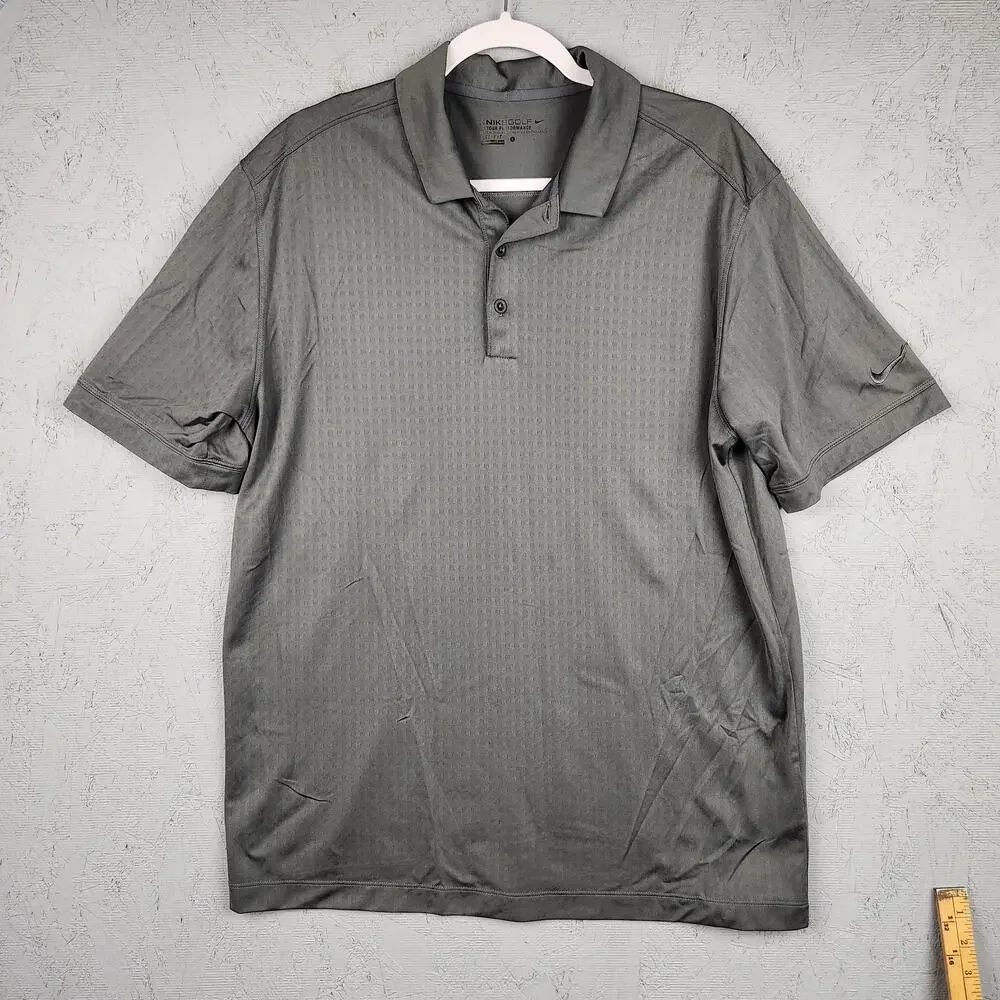 Nike Golf Tour Performance Polo Shirt Mens Large Gray Dri-FIT Lightweight Golf